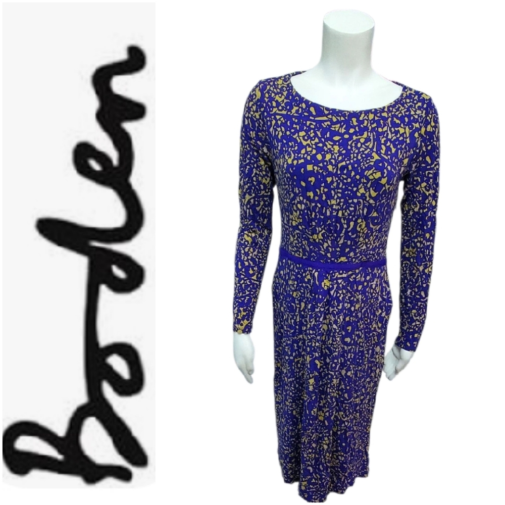 Boden Blue and Yellow Midi Dress